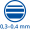 šířka stopy 0,3–0,4 mm